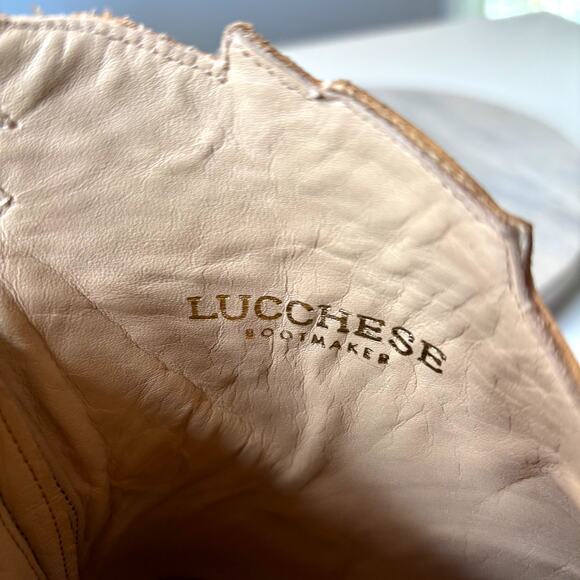 Lucchese Bootmaker Eagle Embroidered Tan Leather Ankle Boots Women’s 9.5 NWT - Picture 10 of 14